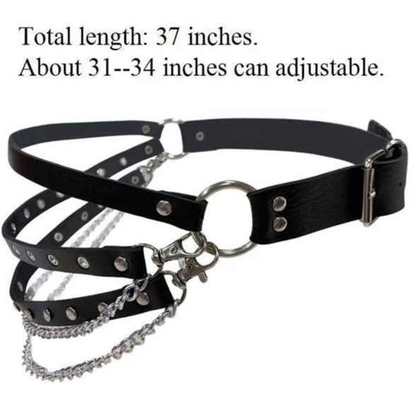 Punk Belts O-Rings Chains Goth Rock Steampunk Style Garters Strap for Women - Picture 6 of 6